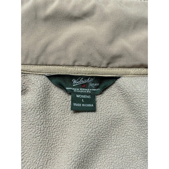 Woolrich Women’s L Softshell Hooded Jacket Beige Stone Fleece Lined Coat - Picture 13 of 16